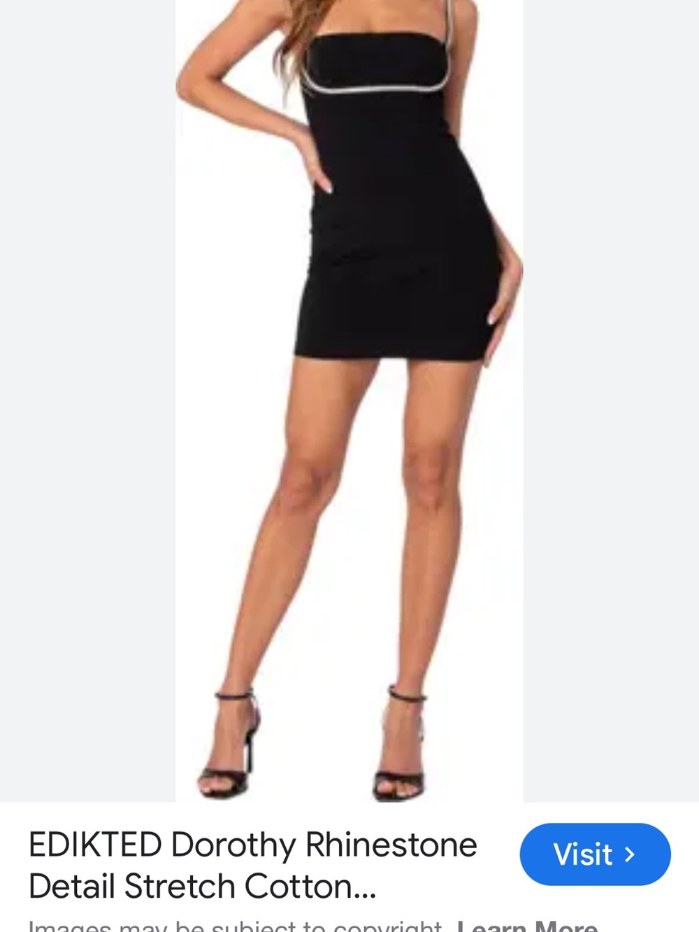 EDIKTED Dorothy Rhinestone Detail Black Stretch Mini Dress sz S Worn Once